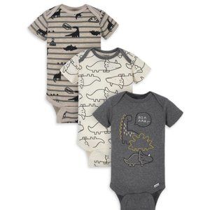 New! Baby Boy Organic Cotton Infant Dinosaur 3 Pack Size 0-3 Months